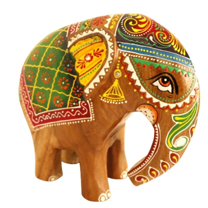 Wooden Decorative Hand Embossed & Painted Elephant