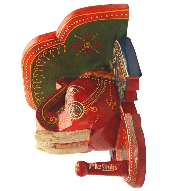 Multi Color hand Embossed Elephant Face Wall Shelf