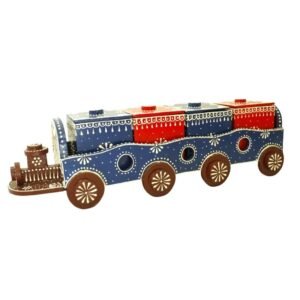 MDF Wooden Train shape Dry Fruit Serving Trolley Tray