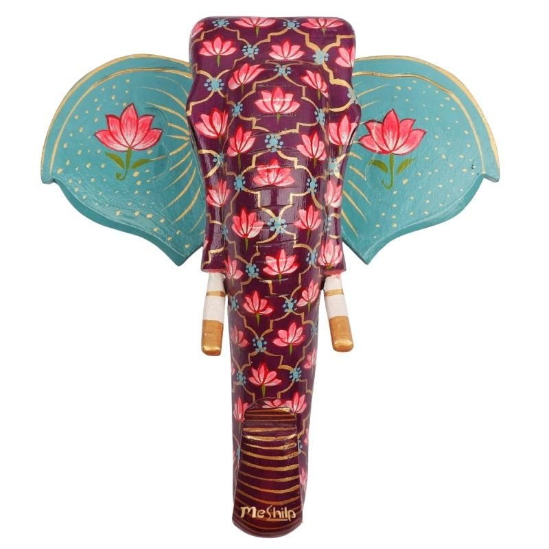 Multi Color Hand Embossed Wall Hanging Elephant Face