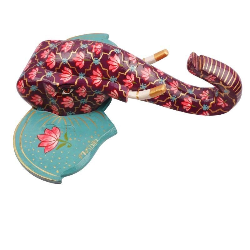 Multi Color Hand Embossed Wall Hanging Elephant Face