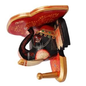 Multi Color hand Embossed  Elephant Face Wall Shelf
