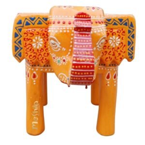 Hand Embossed Multicolored Decorative Elephant Stool