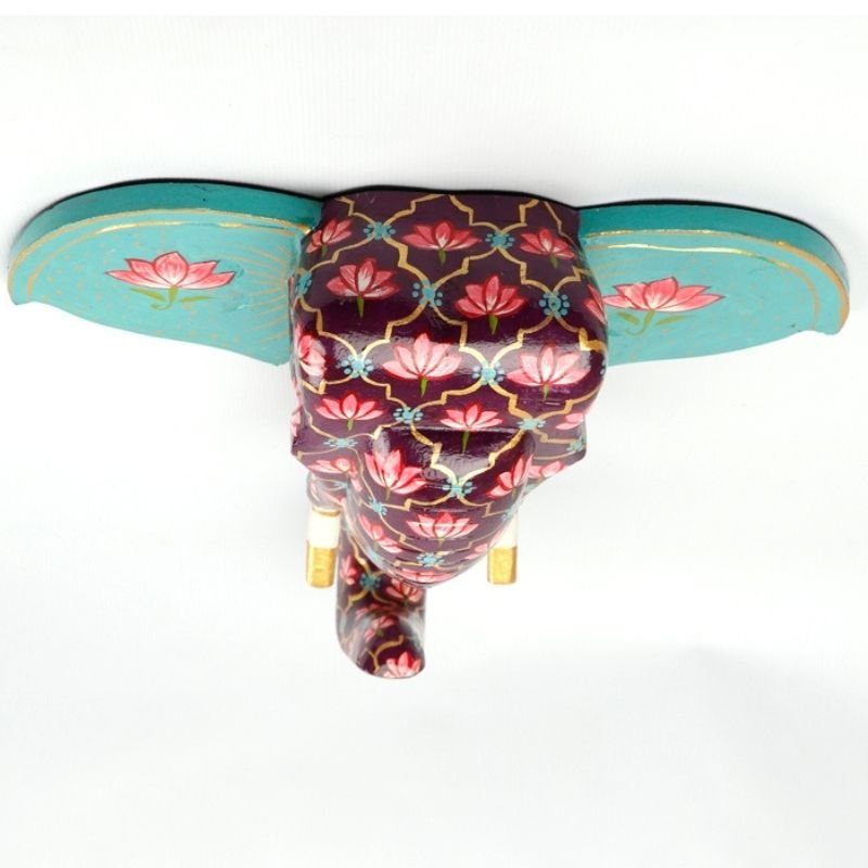 Multi Color Hand Embossed Wall Hanging Elephant Face