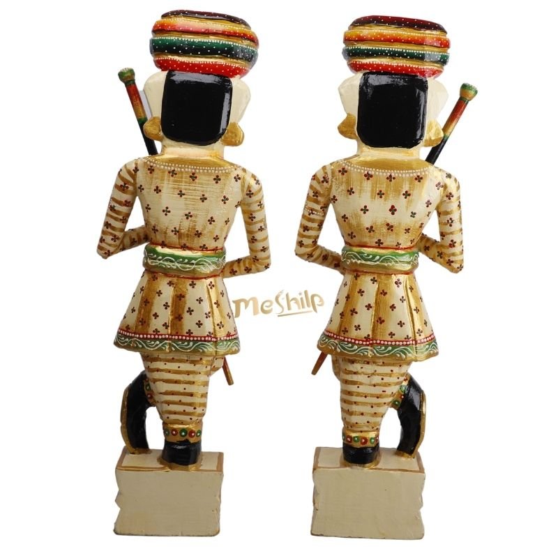 Decorative Hand Painted & Embossed Wooden Chowkidar