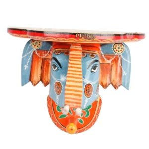 Multi Color hand Embossed  Elephant Face Wall Shelf