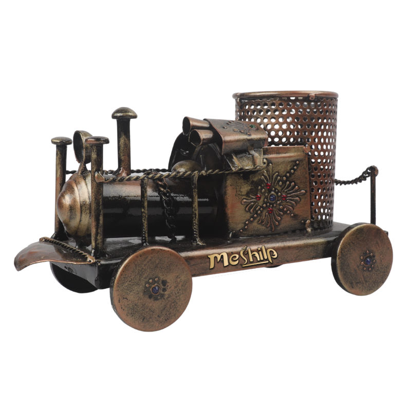 Decorative Handcrafted Antique Finish Engine Shape Pen holder